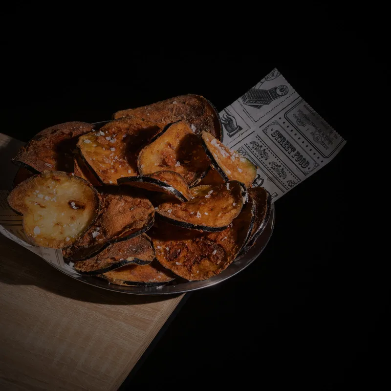 Chips Genials, Chips de berenjena caseras con sal maldon y miel