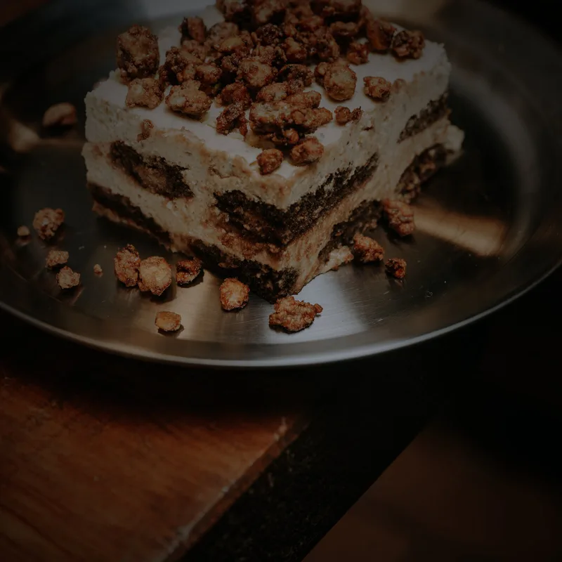 Tiramisú de Pistacho, Tiramisú de mascarpone con pistacho caramelizado
